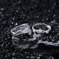 wholesale S925 Sterling Silver Couple Rings for Women, Small and Unique Fluorescent Design, Minimalist Band, Light Luxury High-End Cross-Border Open-Ended Matching Rings-0-2