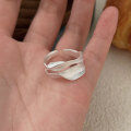 wholesale S925 Sterling Silver Sandblasted Irregular Ring for Women, Minimalist and Indie Style with a Subtle Cool Vibe, New Release-0-5