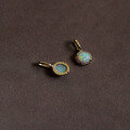 wholesale 9K solid gold pendant imitating opal multicolor stone mini round Korean and Japanese necklace bracelet charm-0-3