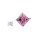 wholesale 925 Silver ZHUO ZHI FAN Jewelry New 7*7 Radiant Pink Diamond Open Ring for Women,-0-4