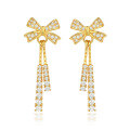 wholesale S925 Sterling Silver Zirconia Tassel Bow Ear Studs, Niche, Unique, Fashionable Earrings for Women, Versatile Wholesale-0-5