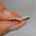 925 Silver Moissanite V-Shape Single Row Crown Princess Ring Stackable Solitaire-0-2