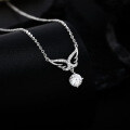 Sterling Silver Moissanite Waterdrop Wing Necklace, Women's Minimalist Pendant-0-5