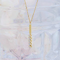 wholesale 9K Gold Japanese Spring Minimalist Luxury Style Line 5A Zircon Necklace-0-1