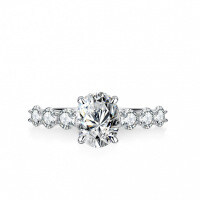 S925 Sterling Silver Oval Moissanite Solitaire Ring-Set with 2 carats of moissanite  US No. 6