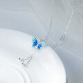 wholesale S990 Sterling Silver Live Streaming Hit Small Fresh Sweet Ins Style Enamel Blue Butterfly Jewelry Y01491-0-2