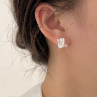 wholesale S925 Sterling Silver Geometric Irregular Textured Stud Earrings for Women 2025, Small Niche Design, Versatile and Unique Earrings-Sterling silver