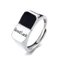 wholesale S925 Sterling Silver Geometric Alphabet Lucky Ring, Hong Kong Style Streetwear Trendy Luxury Versatile Index Finger Ring-0-4