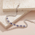 wholesale S925 sterling silver embedded high-end elegant sapphire moissanite bracelet for women, spring and summer-0-2
