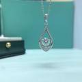 wholesale S925 Sterling Silver Moissanite Hollow-Out Teardrop Pendant Women's Necklace, Luxury Elegant Style, Factory Direct Sales with Drop Shipping-0-2