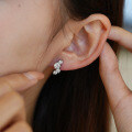 925 Sterling Silver Hip-Hop American Asymmetric Geometric Earrings with 05CT Moissanite for Women-0-2