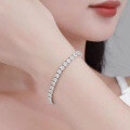 wholesale Silver New 4*4 Princess Square Chain Bracelet Ins Simple and Elegant High-end Luxury Full Diamond-0-3