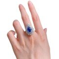 wholesale 925 Sterling Silver 8*12 Waterdrop Royal Blue Pear-Shaped Fashionable and Luxuriously Set Ring for Women, European and American New Style-0-4