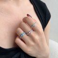 wholesale S925 Sterling Silver Cross-Border New Women's Fashion Sweet Rainbow Pink Barbie Series Heart-Shaped Zircon Ring-0-1