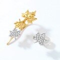 wholesale S925 Sterling Gold and Rose Gold Plated Maple Leaf Earrings, Niche Design Wholesale from Manufacturer-0-2