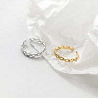 wholesale S925 silver Korean-style minimalist openwork hollow ring for women, small fresh geometric crossover jewelry J9135-S925 silver one gold opening adjustable