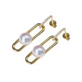 wholesale 18K gold with diamond, designed with fine links and Japanese natural Akoya seawater pearls for custom production of earrings-0-4