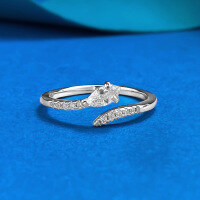 wholesale S925 Silver Inlaid Zircon Teardrop Ring, Exquisite, Niche, Minimalist, Cross-Border Hot Seller on AliExpress-K074 White Adjustable opening
