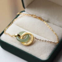 wholesale Original Retro New Chinese Style S925 Silver Women's Small and Fashionable Classic Bracelet with Peace Buckle, a Gift for Bestie-Interlocking Bracelet>925 Silver