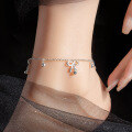 wholesale 990 sterling silver fresh sweet ins style niche high-end delicate bow bead anklet S7983-0-0