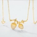 wholesale S925 Sterling Silver Gold-Plated Sandblasted Hazelnut Necklace with White Zircon, New Stylish and Fashionable Clavicle Chain, Ready for Wholesale-0-3