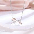 wholesale New S925 Sterling Silver Bow Necklace for Women, Luxurious and High-End European Style Twist Pendant Design-0-2