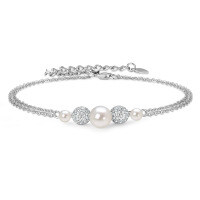 S925 Sterling Silver Simple Natural Freshwater Pearl Bracelet for Women-T-style bracelet - silver [7mm natural freshwater pearl] 16.5cm  925 silver