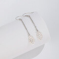 wholesale S925 Sterling Silver Leaf Long Drop Earrings for Women, Trendy and Elegant Silver Jewelry Wholesale-0-0