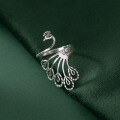 wholesale S925 Sterling Silver Peacock Wide Retro Vintage Ethnic Hollow-Out Small Phoenix Openable Ring R00321-0-1