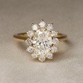 wholesale S925 Gold-Plated Oval Moissanite Sunflower Ring for Women, Minimalist Luxury Style, Best-Seller-0-2