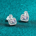 S925 Sterling Silver Moissanite Rectangular Earrings for Women, Elegant and Versatile-0-0