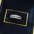 wholesale S925 Silver Daily Fashion Elegant Double Row Ring with Round White Diamonds for Cross-Border E-Commerce-0-3