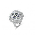 S925 Silver 5ct Moissanite Women's Ring, Luxury Square Tower Cut Emerald Design-0-4