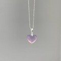 wholesale S925 Sterling Silver Amethyst Chalcedony Heart Pendant Necklace, Sweet Exquisite Fresh Niche Design High-end Youth Collarbone Chain-0-4