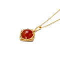 wholesale autumn and winter new 925 silver minimalist red agate versatile elegant diamond pendant necklace in Chinese red-0-4