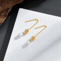 wholesale 14k Gold Plated S925 Sterling Silver Pearl Ear Thread Wholesale Jewelry Source Factory Exquisite Earrings-0-3