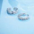 wholesale 925 Silver Original Jewelry Design Simple Adjustable Opening Couple Ring Valentine's Day Gift-0-2