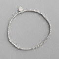 wholesale S925 Sterling Silver ST935 Korean Style Silver Jewelry Sweet 2mm Simple Beaded Round Tube Elastic Bracelet Handmade-0-0