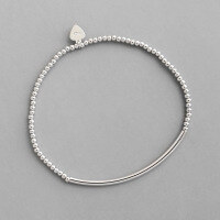 wholesale S925 Sterling Silver ST935 Korean Style Silver Jewelry Sweet 2mm Simple Beaded Round Tube Elastic Bracelet Handmade-Silver-One Size (16CM) 925 Silver