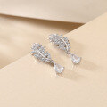 wholesale 925 Sterling Silver Small Leaf Earrings, Designer Fragrance Brand Drop Tassel Earrings, European and American Fashion-0-3