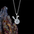 Metal Alloy Rabbit Necklace, 2025 New Wholesale Women's Style, Non-Fade, Micro-Set Moissanite-0-1