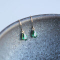 wholesale 9K Gold French Elegant Emerald Drop Earrings for Women-0-4