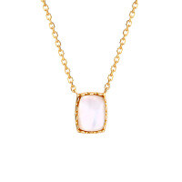 wholesale S925 Sterling Silver Natural Queen Shell White Shell Floral Edge Necklace, Minimalist Geometric Rectangular Collarbone Chain-White Shell Necklace 925 Silver