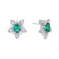 wholesale S925 Sterling Silver Little Star Stud Earrings New Style Emerald Gemstone Ice Crystal Flower Luxury Wind Earrings-0-4