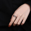 wholesale S925 Sterling Silver Korean Dongdaemun Fashion Trend New Multi-Layer Black Spinel Open Adjustable Ring for Women-0-2