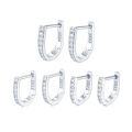 wholesale S925 Sterling Silver Earrings, Minimalist High-End Diamond-Accented U-Shaped Geometric Hoop Earrings European and American Ear Clasps-0-4