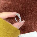wholesale S925 sterling silver hollow floral ring for women, Korean-style petal design, luxurious and trendy, small and unique, fashionable index finger ring-0-3