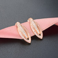 wholesale S925 Sterling Silver Full Diamond Stud Earrings for Women, Simple and Fashionable Elegant Oval Geometric Zirconia Inlaid Internet Celebrity Earrings-Rose gold earrings>925 silver