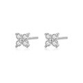 wholesale S925 Sterling Silver Cross-border Star Earrings With Zirconia And Geometric Floral Design-0-7