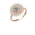 wholesale S925 Sterling Silver Cross-Border Moissanite Sunflower Full Diamond Champagne Gold High-End Fashionable and Elegant Colored Diamond Ring-0-5